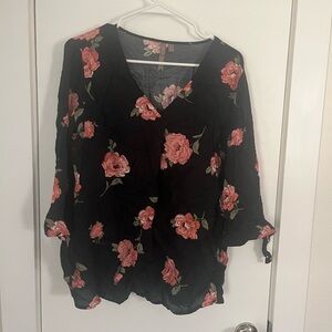 Elegant Black Floral Women's Blouse